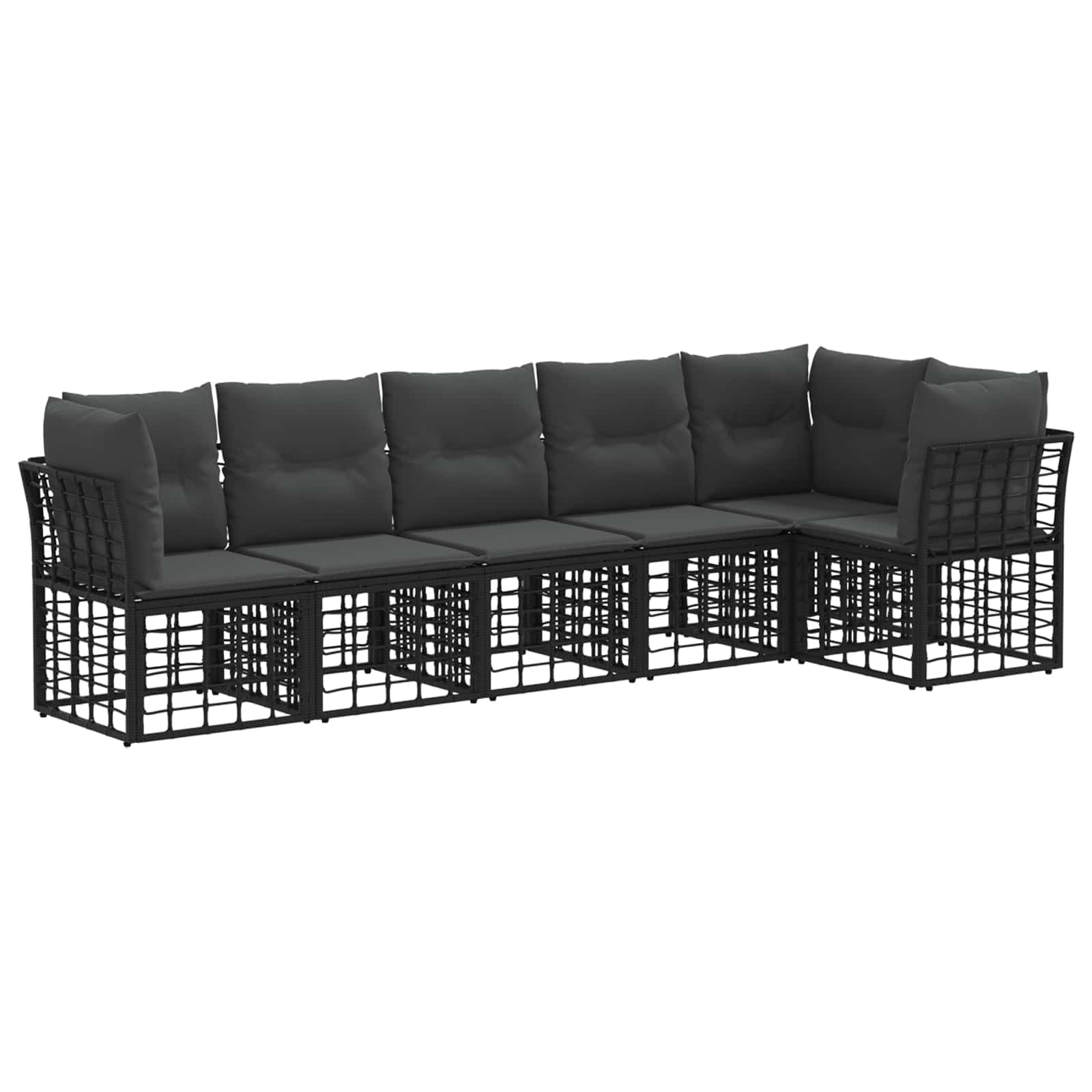 vidaXL Tuinbankenset 6 pcs Zwart poly rattan
