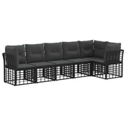 vidaXL Tuinbankenset 6 pcs Zwart poly rattan