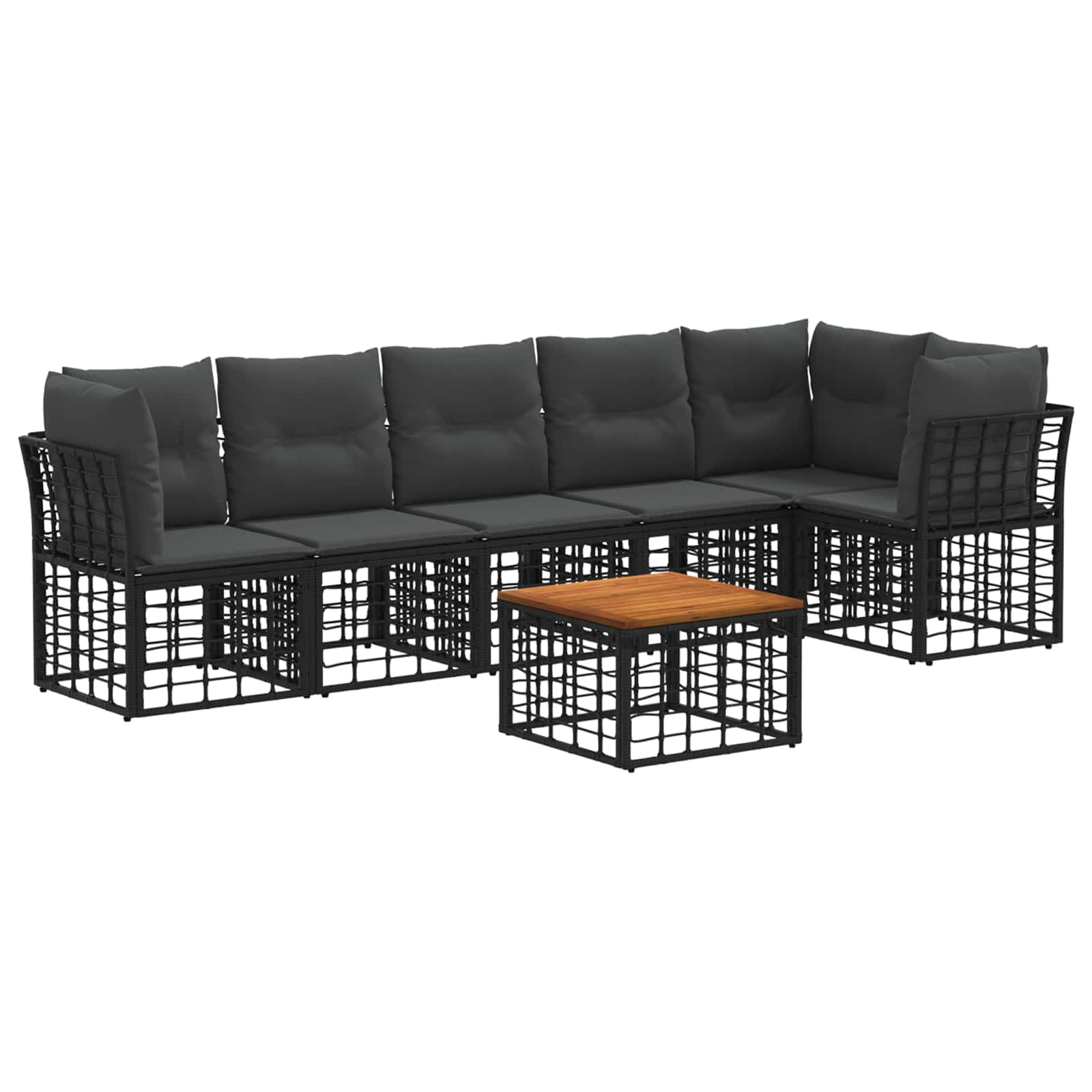 vidaXL Tuinbankenset 6 pcs Zwart poly rattan
