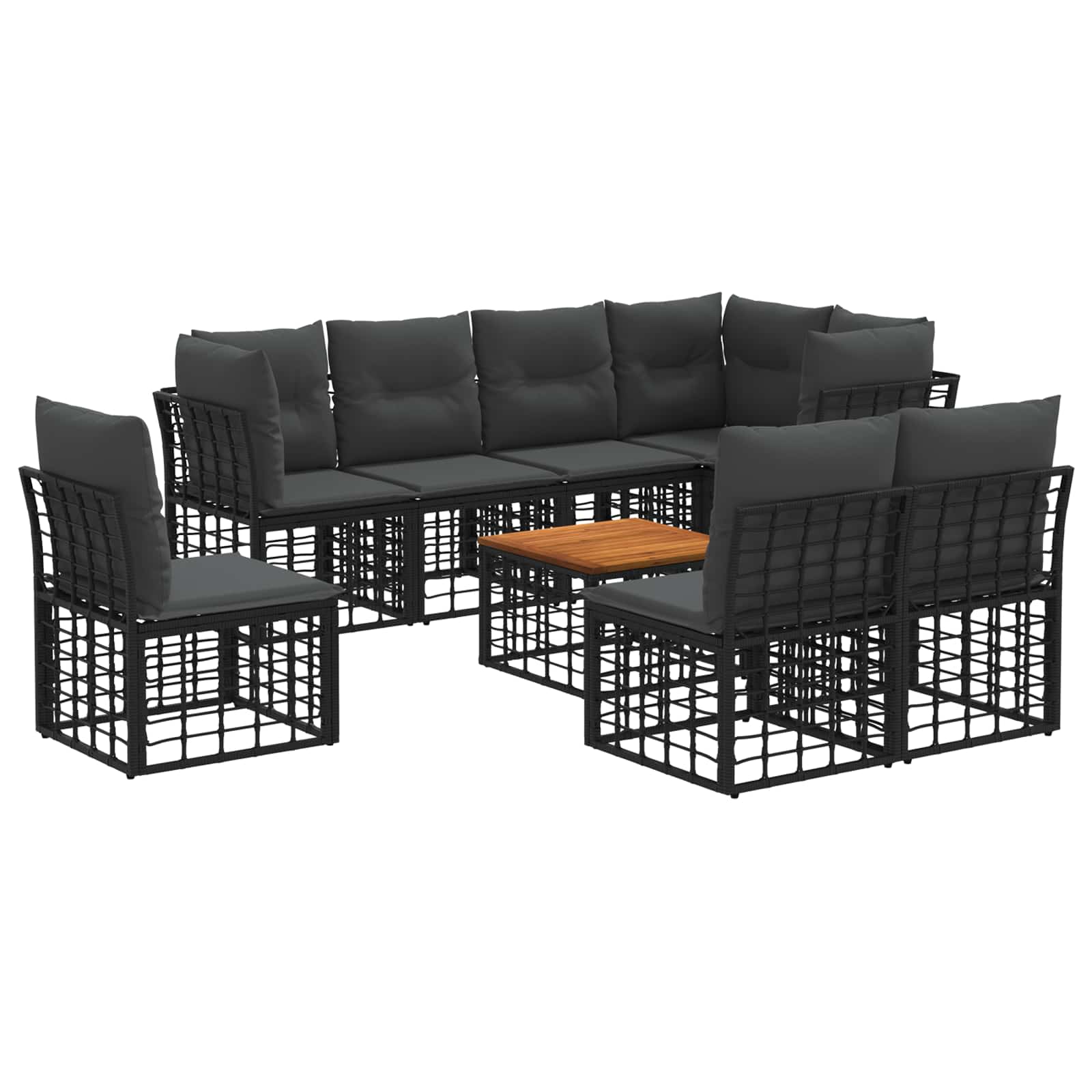 vidaXL Buiten bankenset Zwart Polyester