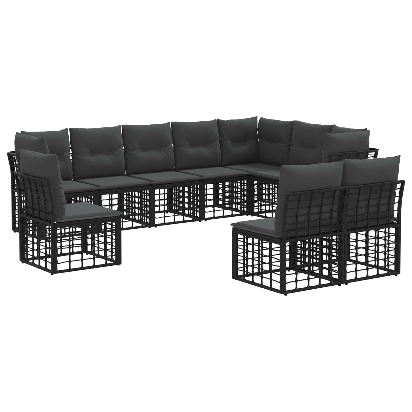 vidaXL Buiten bankenset Zwart Polyester