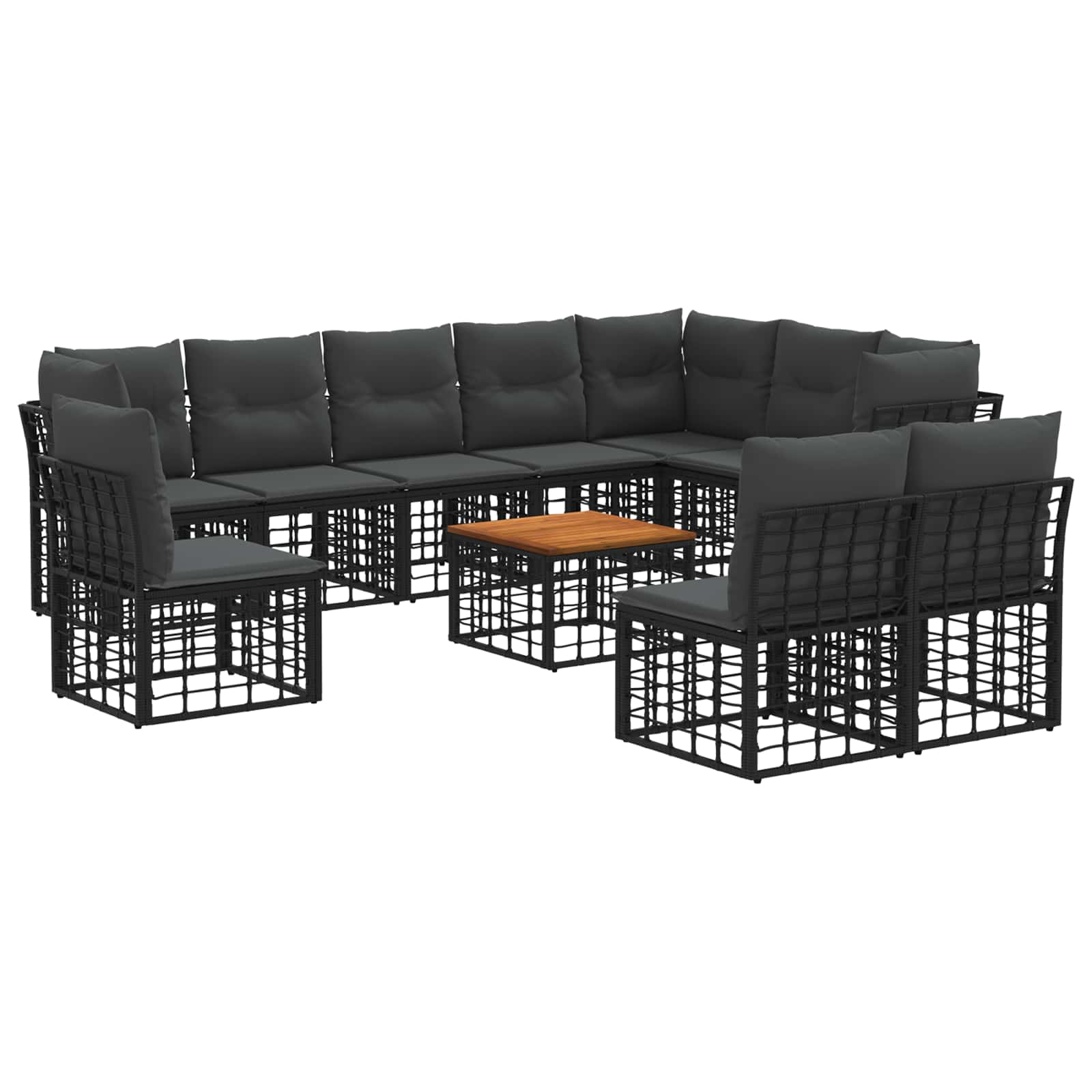 vidaXL Buiten bankenset Zwart Polyester