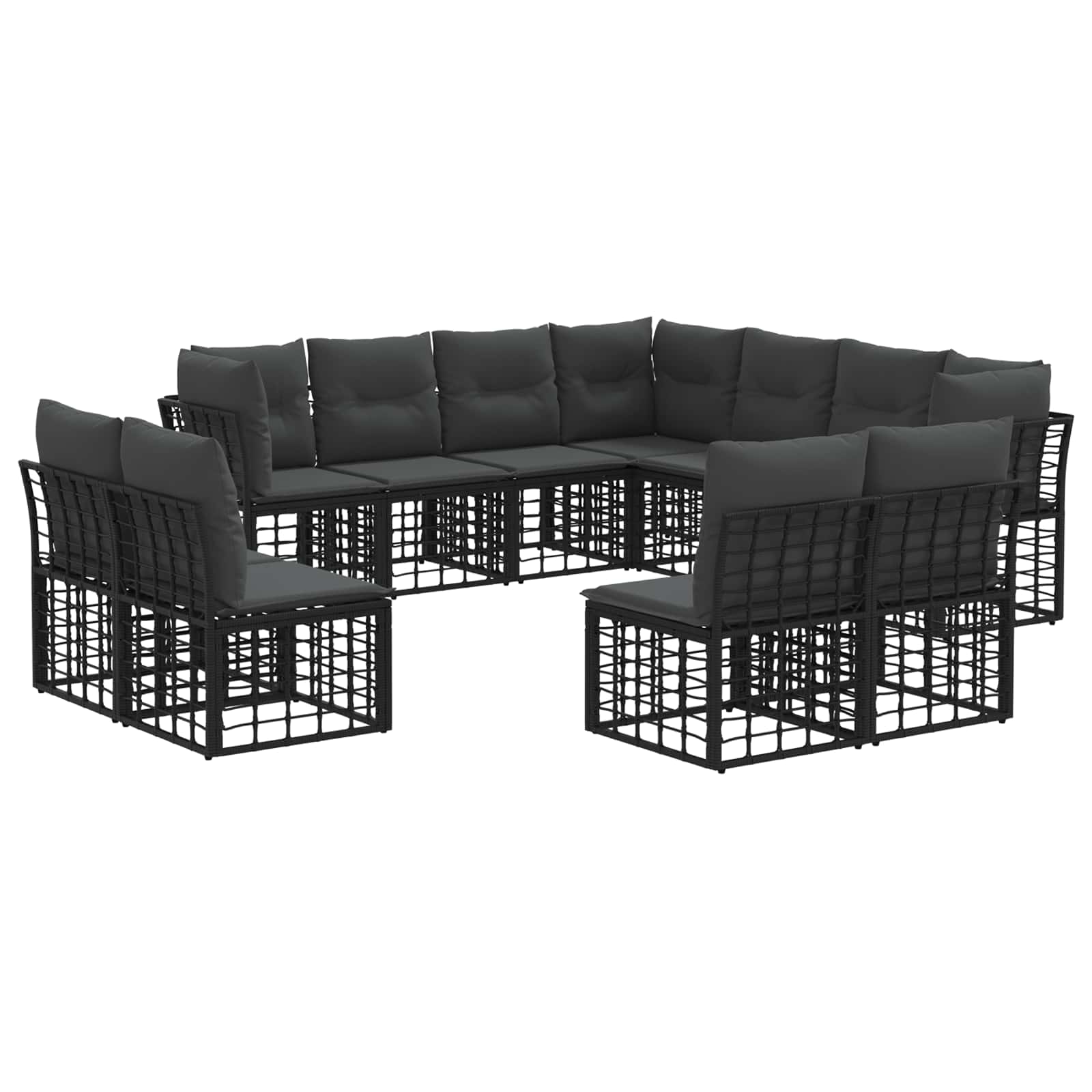 vidaXL Buiten bankenset Zwart Polyester
