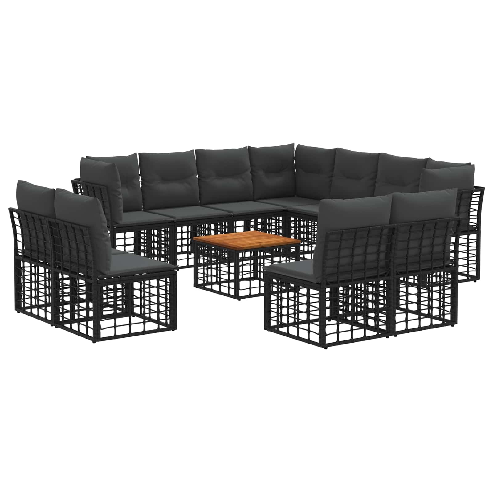 vidaXL Buiten bankenset Zwart Polyester