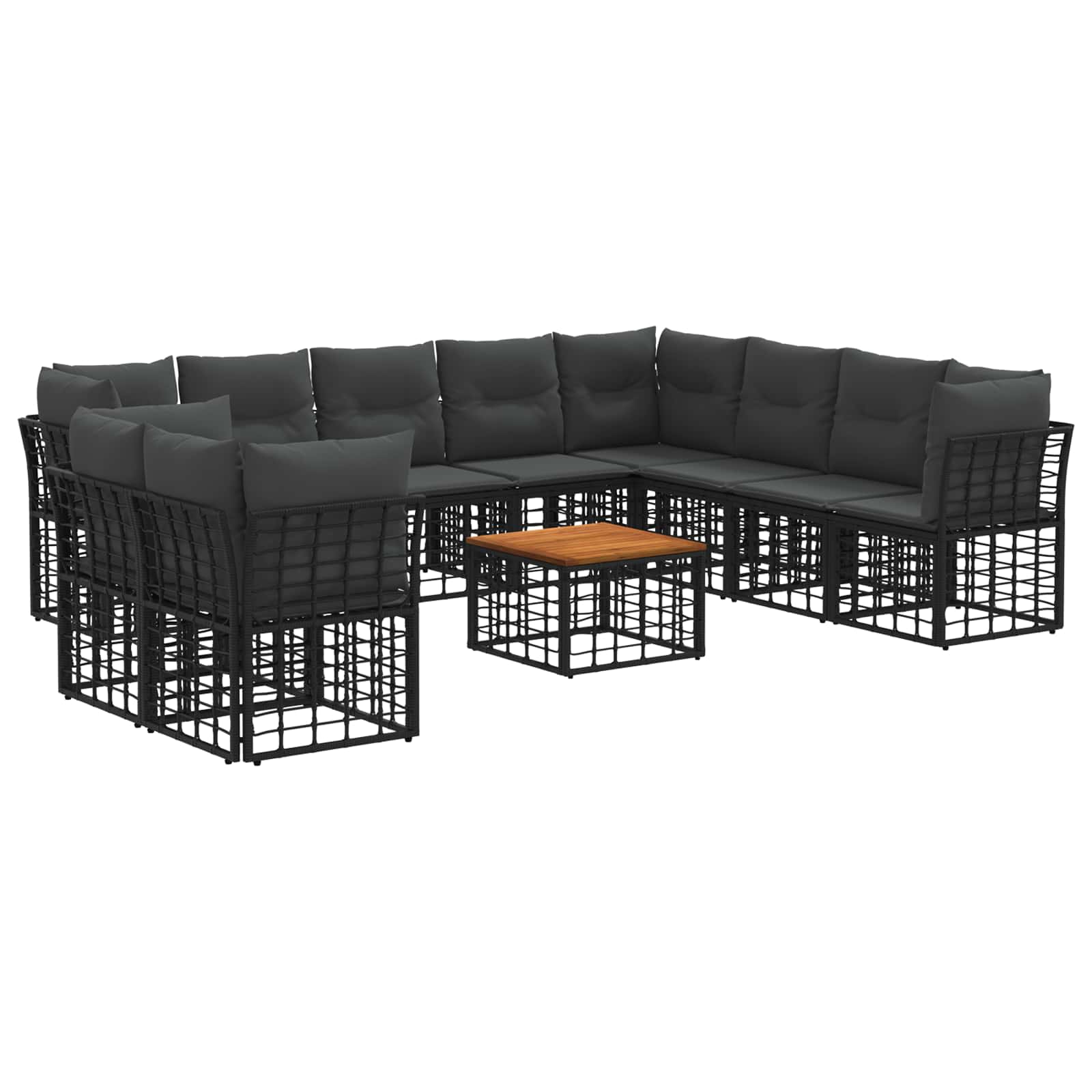 vidaXL Buiten bankenset Zwart Polyester