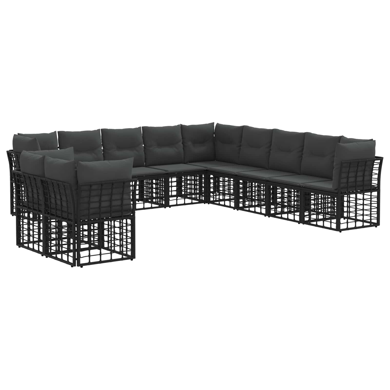vidaXL Buiten bankenset Zwart Polyester