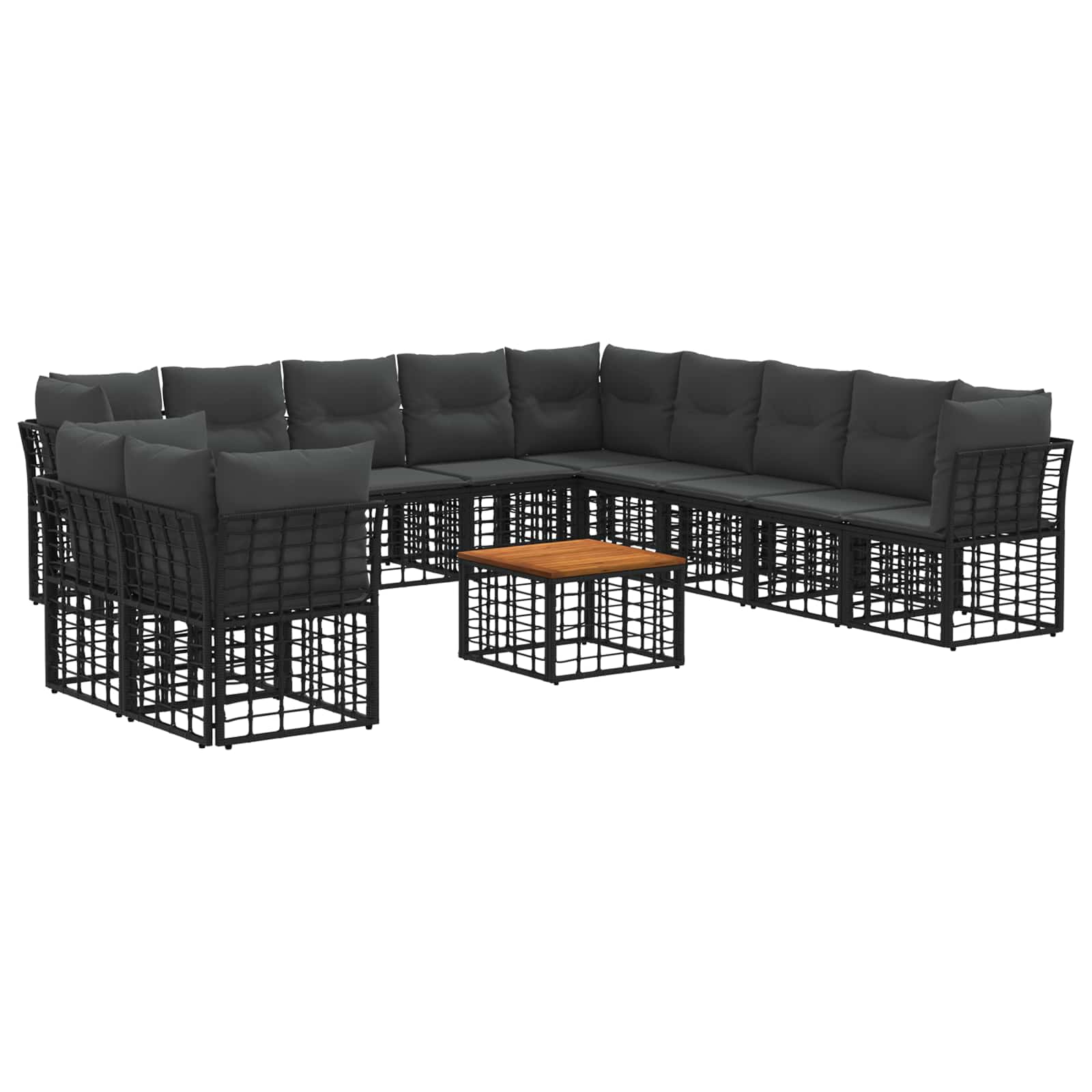 vidaXL Buiten bankenset Zwart Polyester