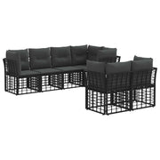 vidaXL Buiten bankenset met kussen 7 pcs Zwart Polyester