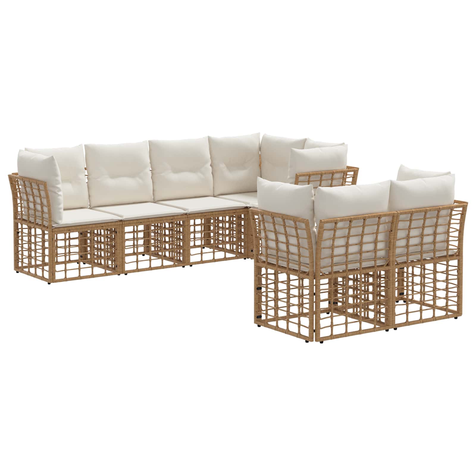 vidaXL Buiten bankenset met kussen 7 pcs Zwart Polyester