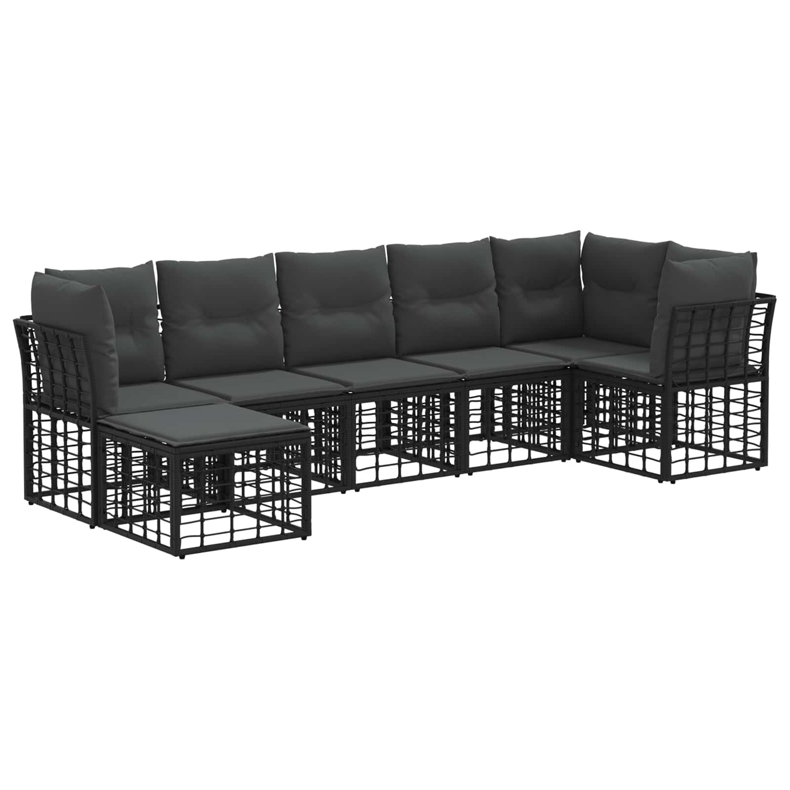 vidaXL Buiten bankenset Zwart Polyester