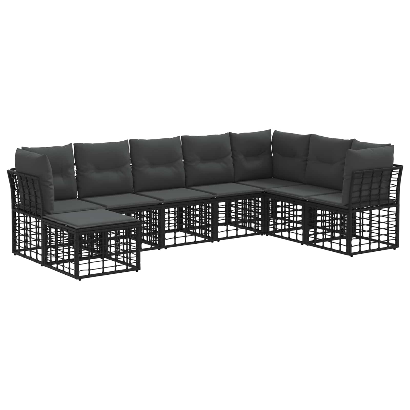 vidaXL Buiten bankenset Zwart Polyester