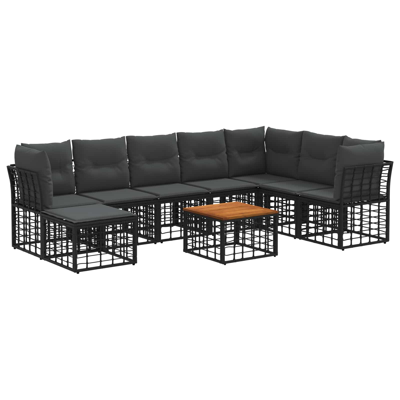 vidaXL Buiten bankenset Zwart Polyester