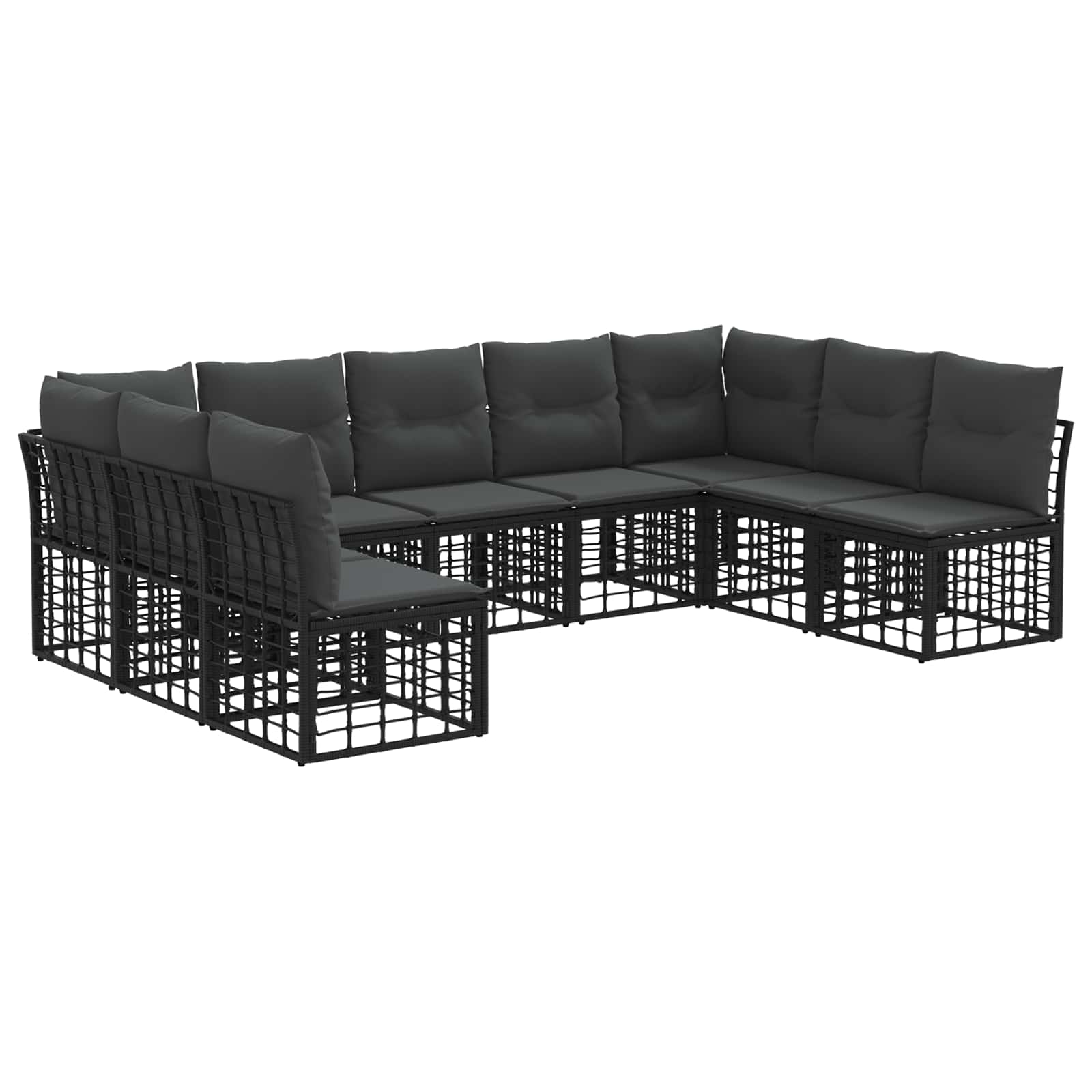 vidaXL Buiten bankenset Zwart Polyester