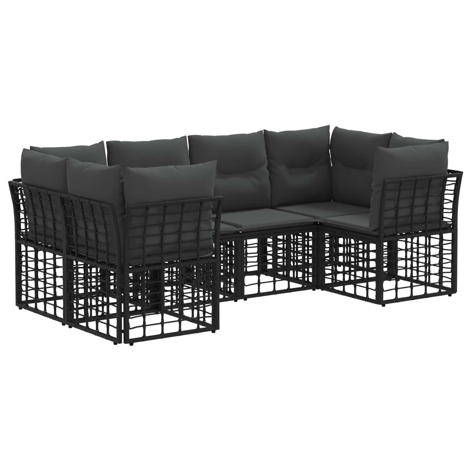 vidaXL Buiten bankenset met kussen 6 pcs Zwart Polyester