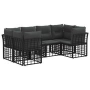 vidaXL Buiten bankenset met kussen 6 pcs Zwart Polyester