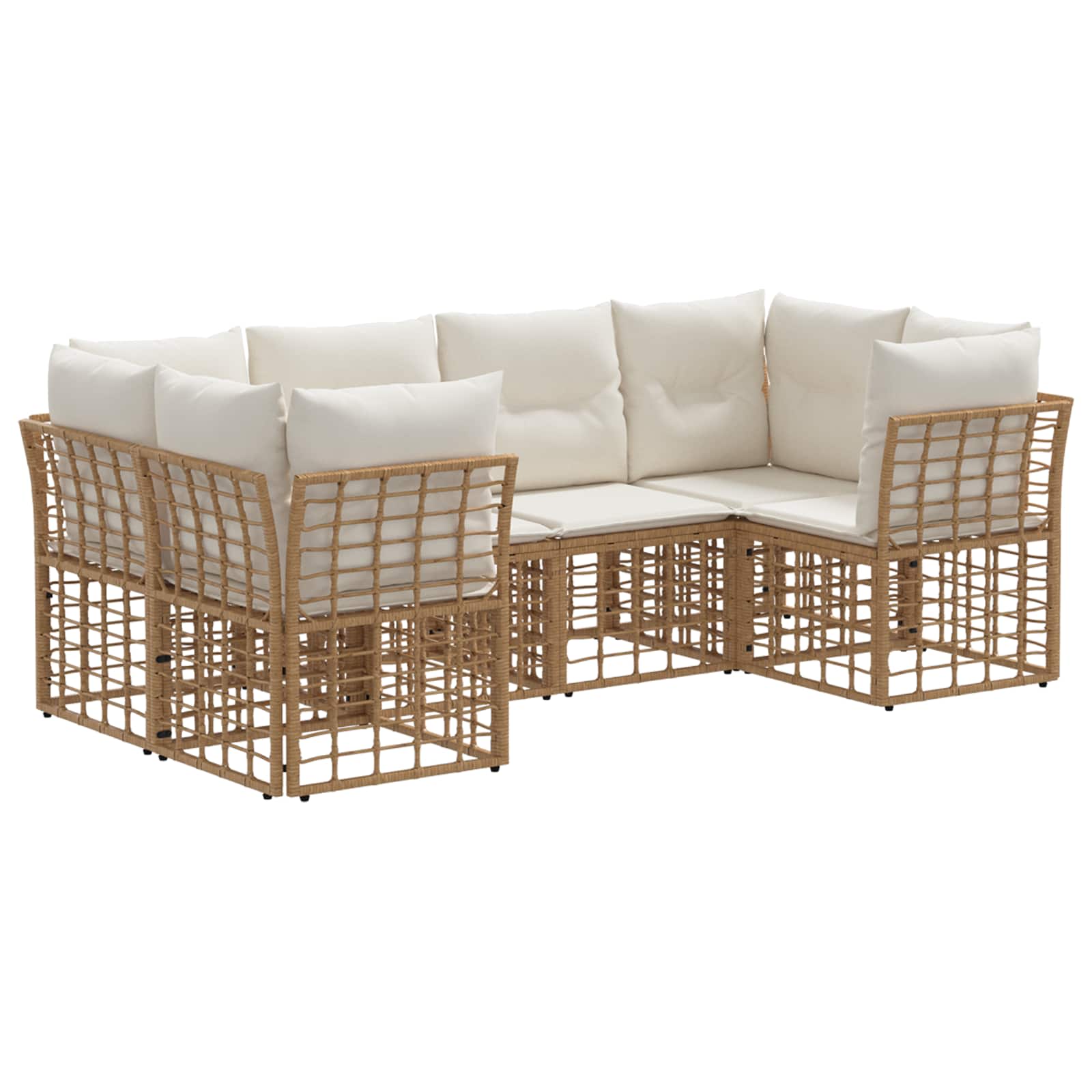vidaXL Buiten bankenset met kussen 6 pcs Zwart Polyester