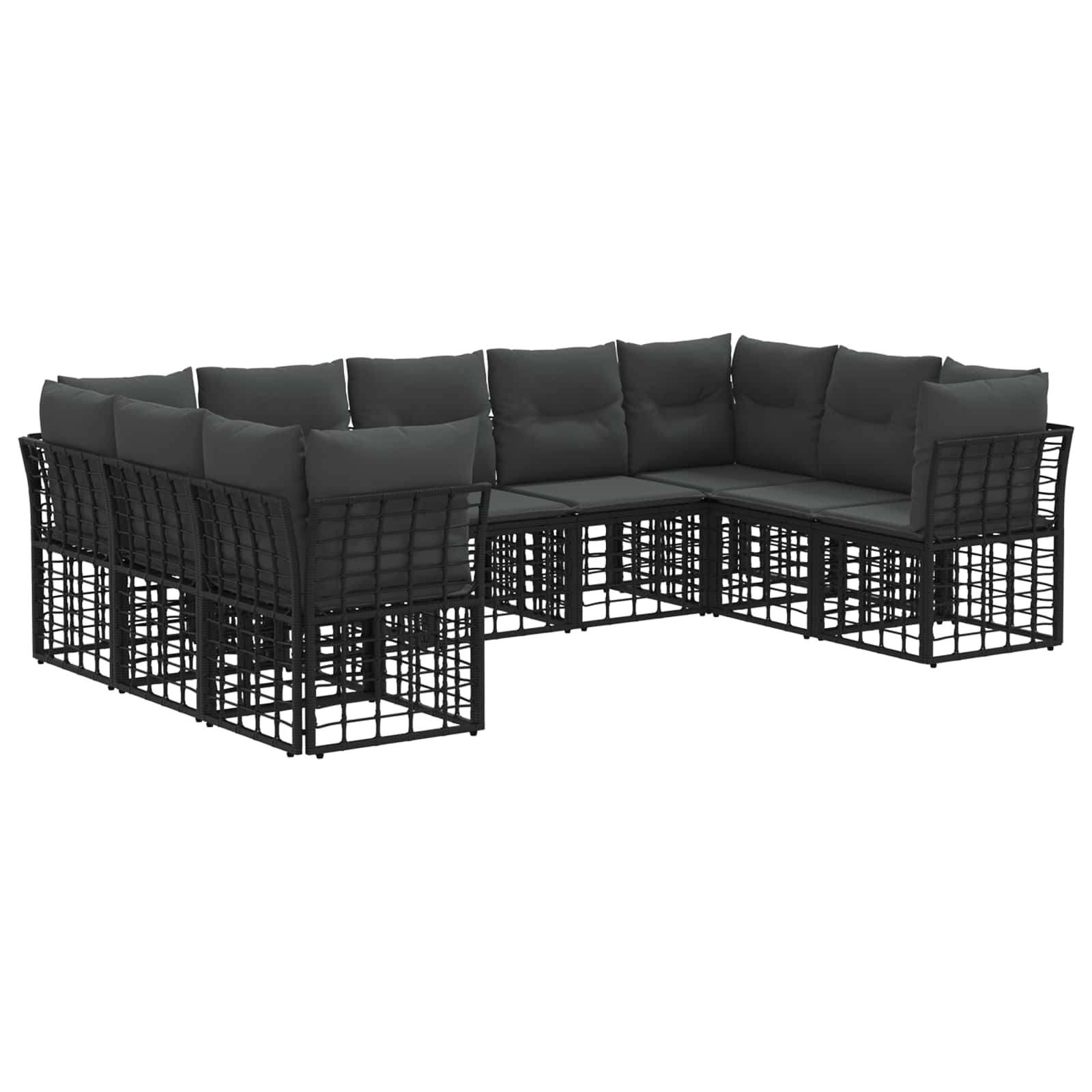 vidaXL Buiten bankenset Zwart en Donkergrijs Polyester