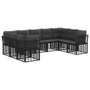 vidaXL Buiten bankenset Zwart en Donkergrijs Polyester