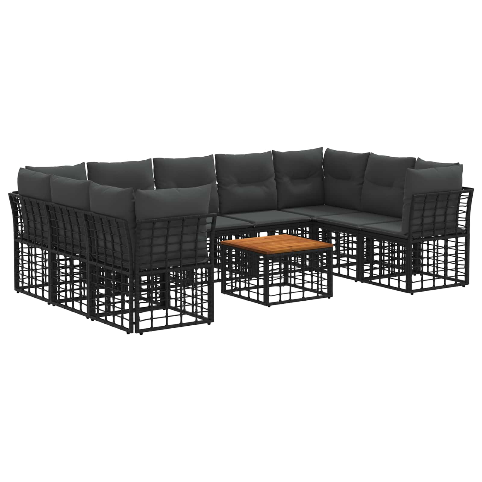 vidaXL Buiten bankenset Zwart en Donkergrijs Polyester