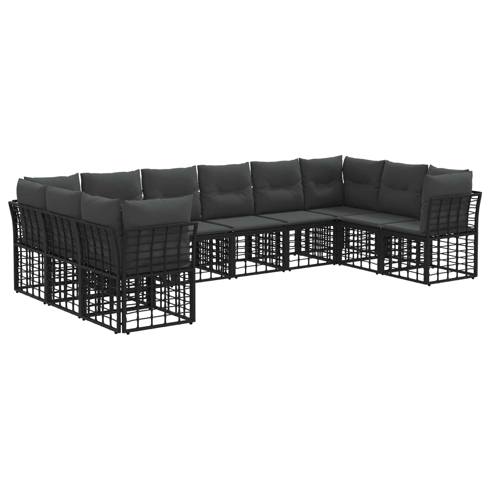 vidaXL Buiten bankenset Zwart en Donkergrijs Polyester