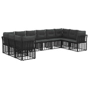 vidaXL Buiten bankenset Zwart en Donkergrijs Polyester