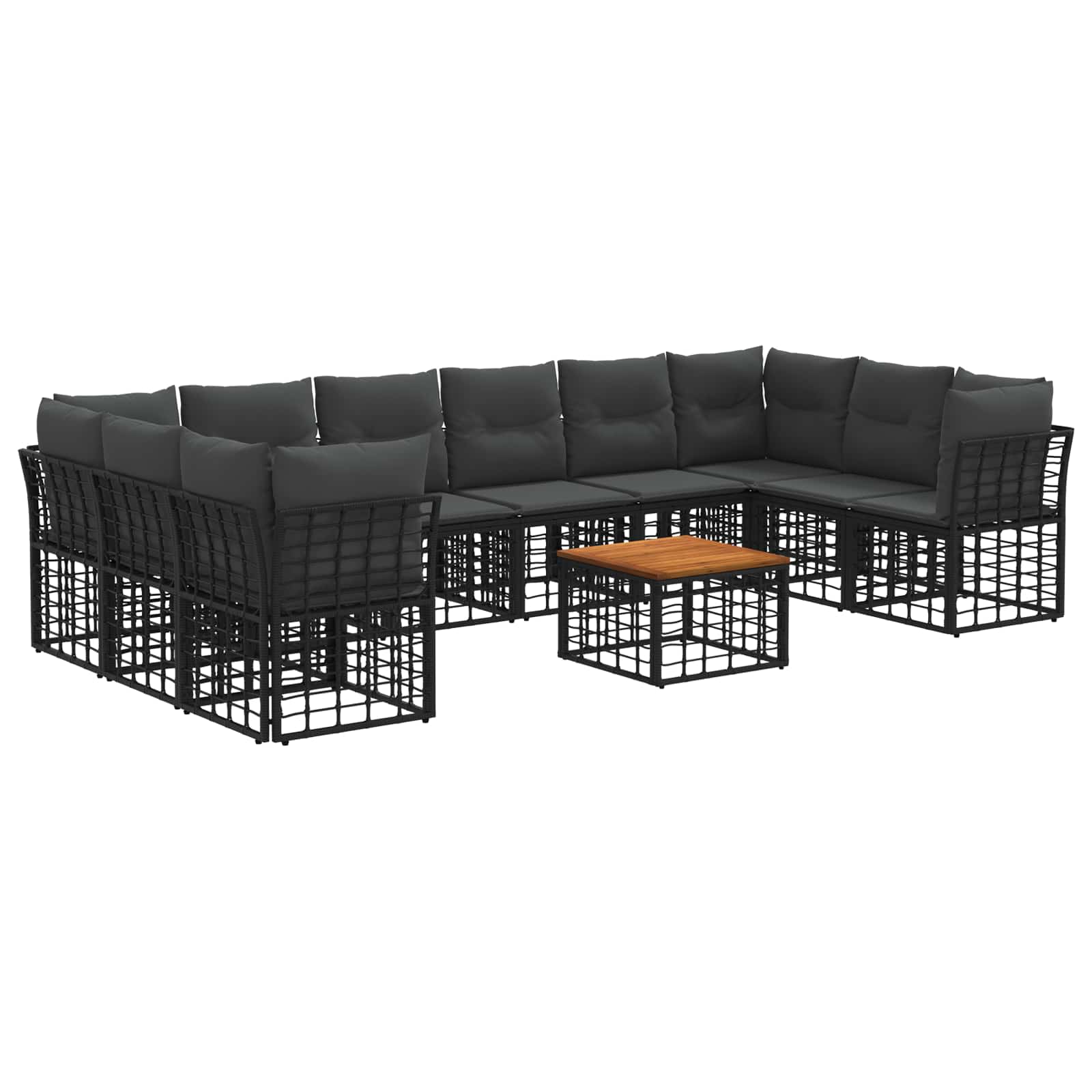 vidaXL Buiten bankenset Zwart en Donkergrijs Polyester