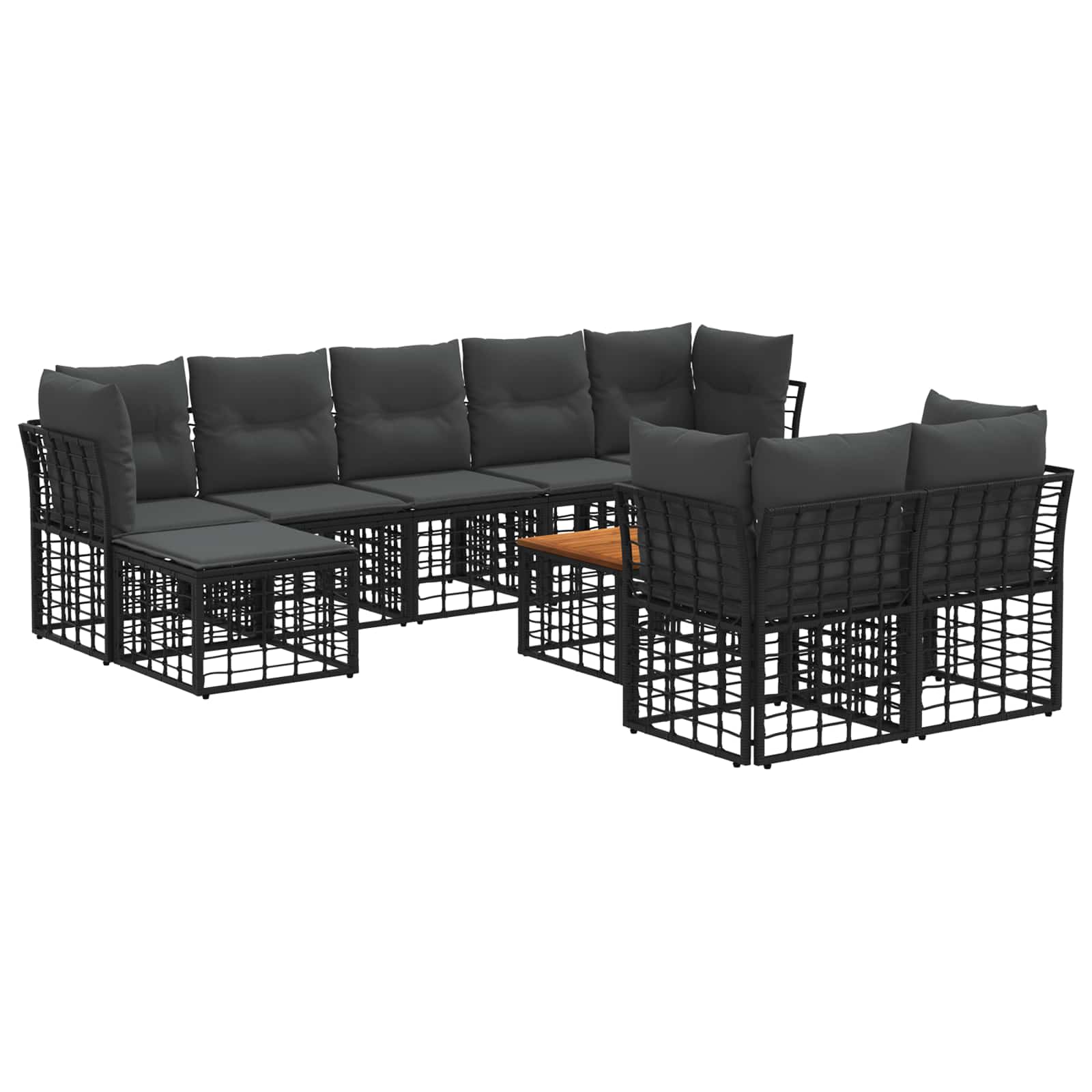 vidaXL Buiten bankenset Zwart en Donkergrijs Polyester