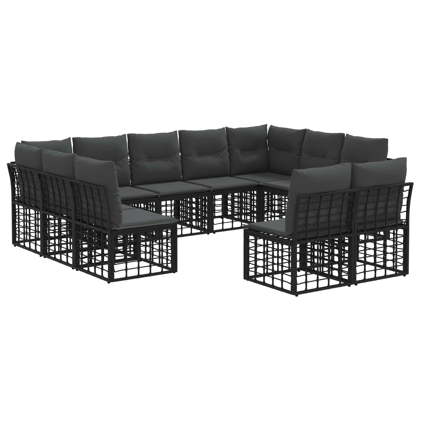 vidaXL Buiten bankenset Zwart en Donkergrijs Polyester