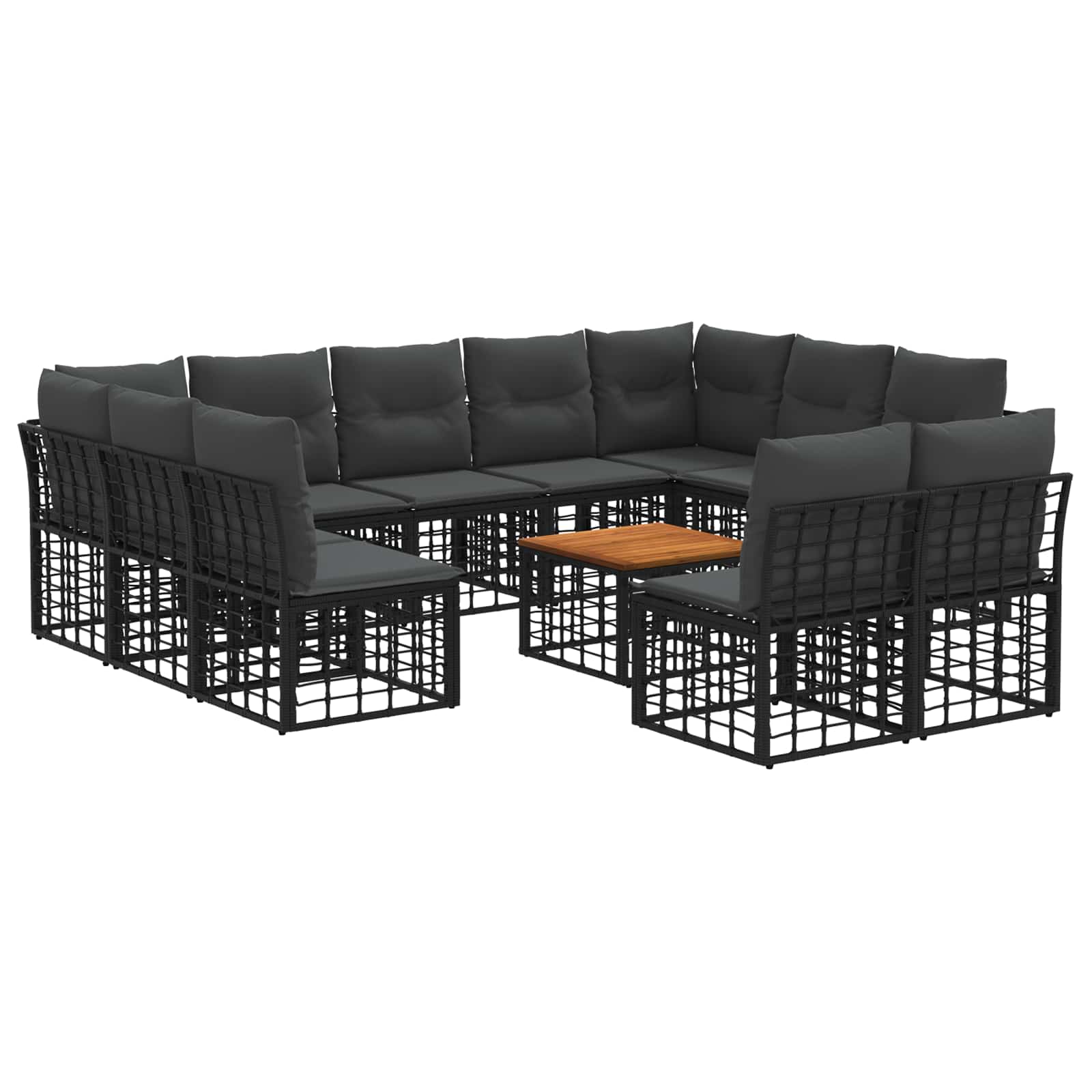 vidaXL Buiten bankenset Zwart en Donkergrijs Polyester