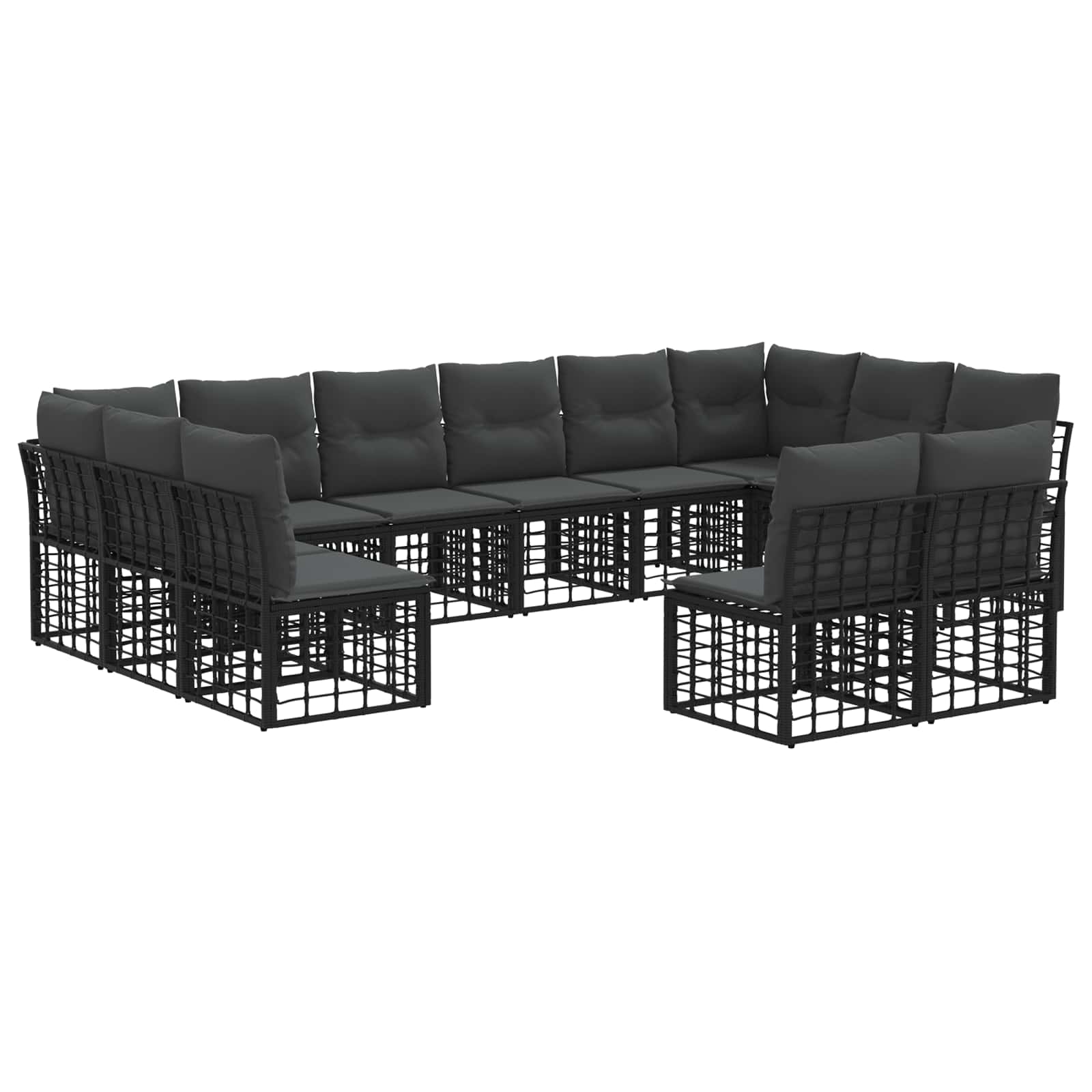 vidaXL Buiten bankenset Zwart en Donkergrijs Polyester