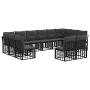 vidaXL Buiten bankenset Zwart en Donkergrijs Polyester