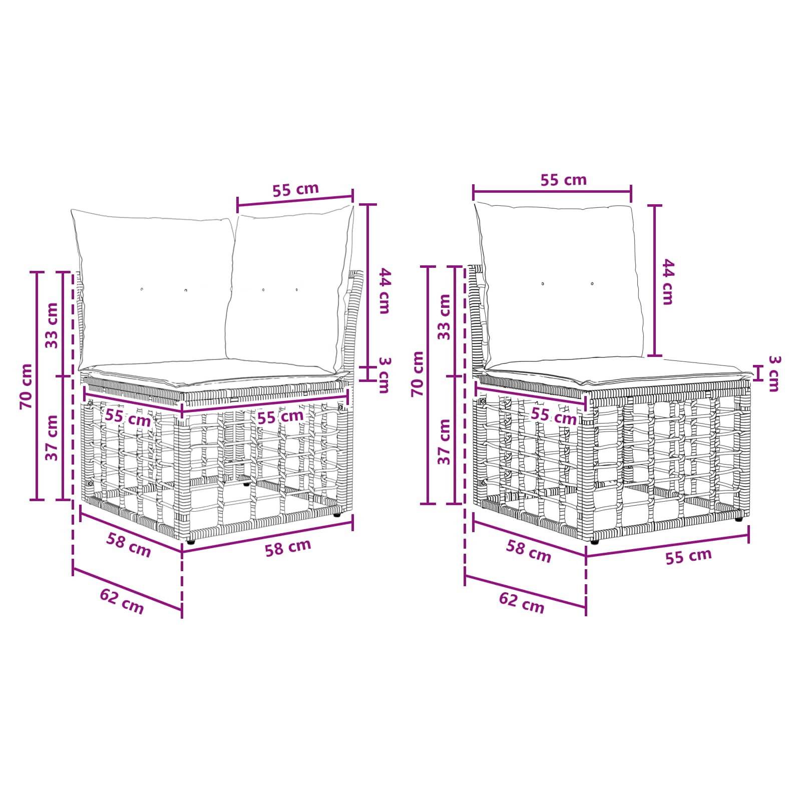 vidaXL Buiten bankenset Zwart en Donkergrijs Polyester