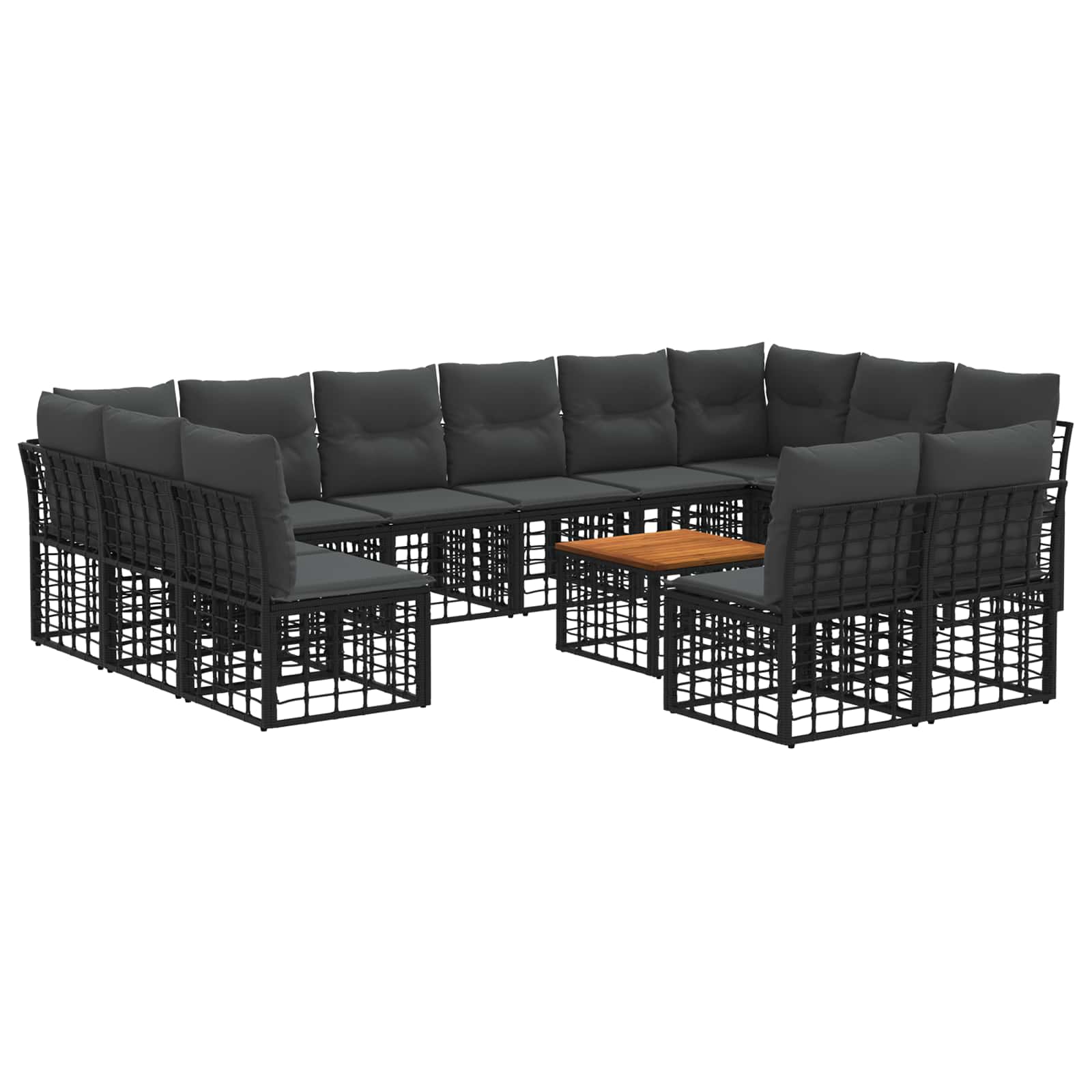 vidaXL Buiten bankenset Zwart en Donkergrijs Polyester