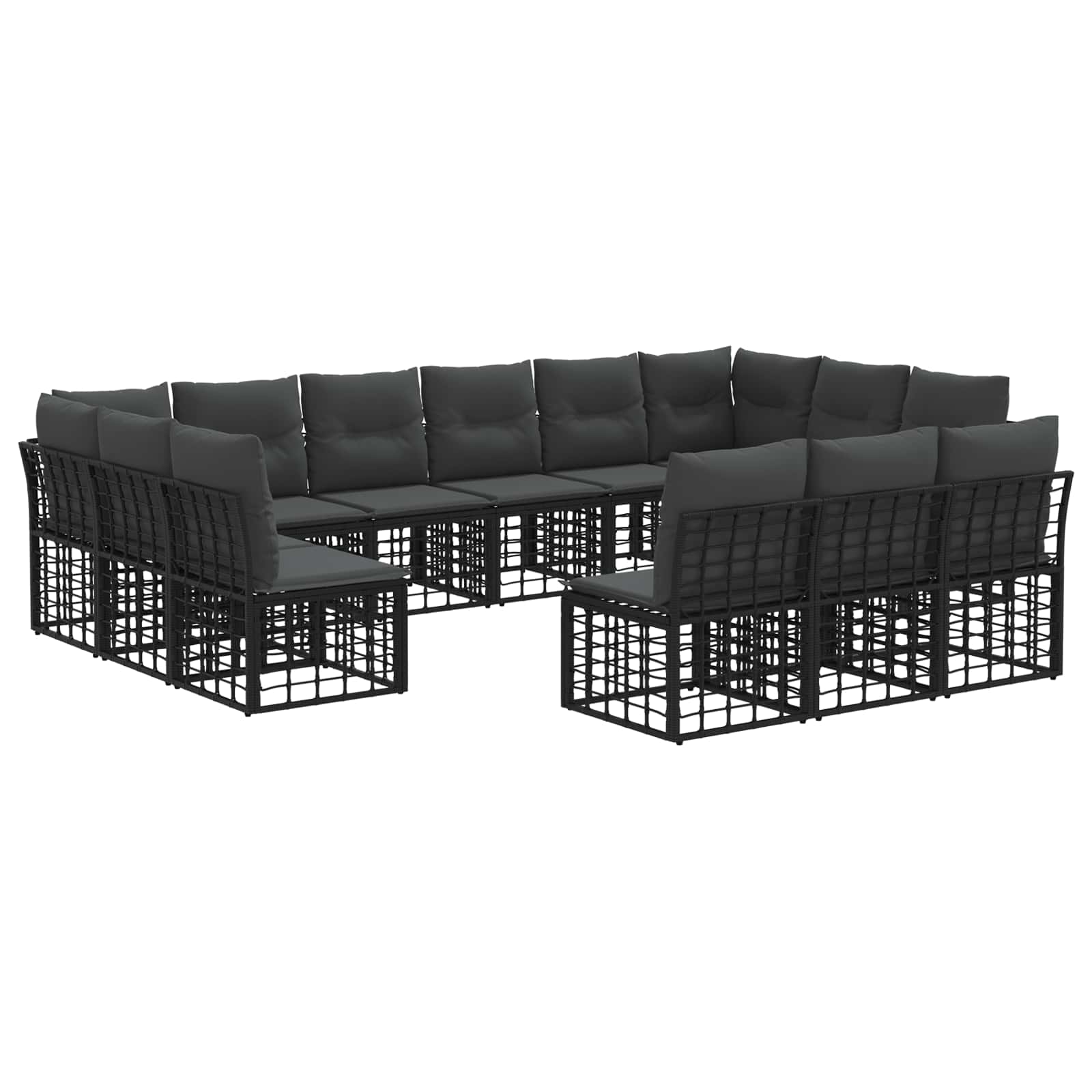 vidaXL Buiten bankenset Zwart en Donkergrijs Polyester