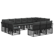 vidaXL Buiten bankenset Zwart en Donkergrijs Polyester