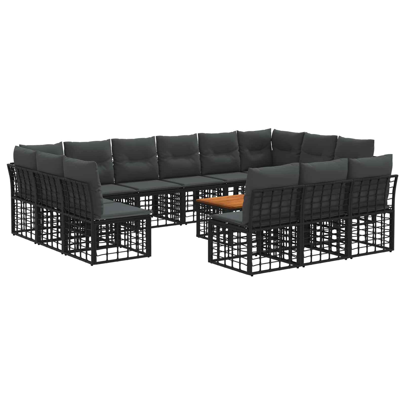 vidaXL Buiten bankenset Zwart en Donkergrijs Polyester