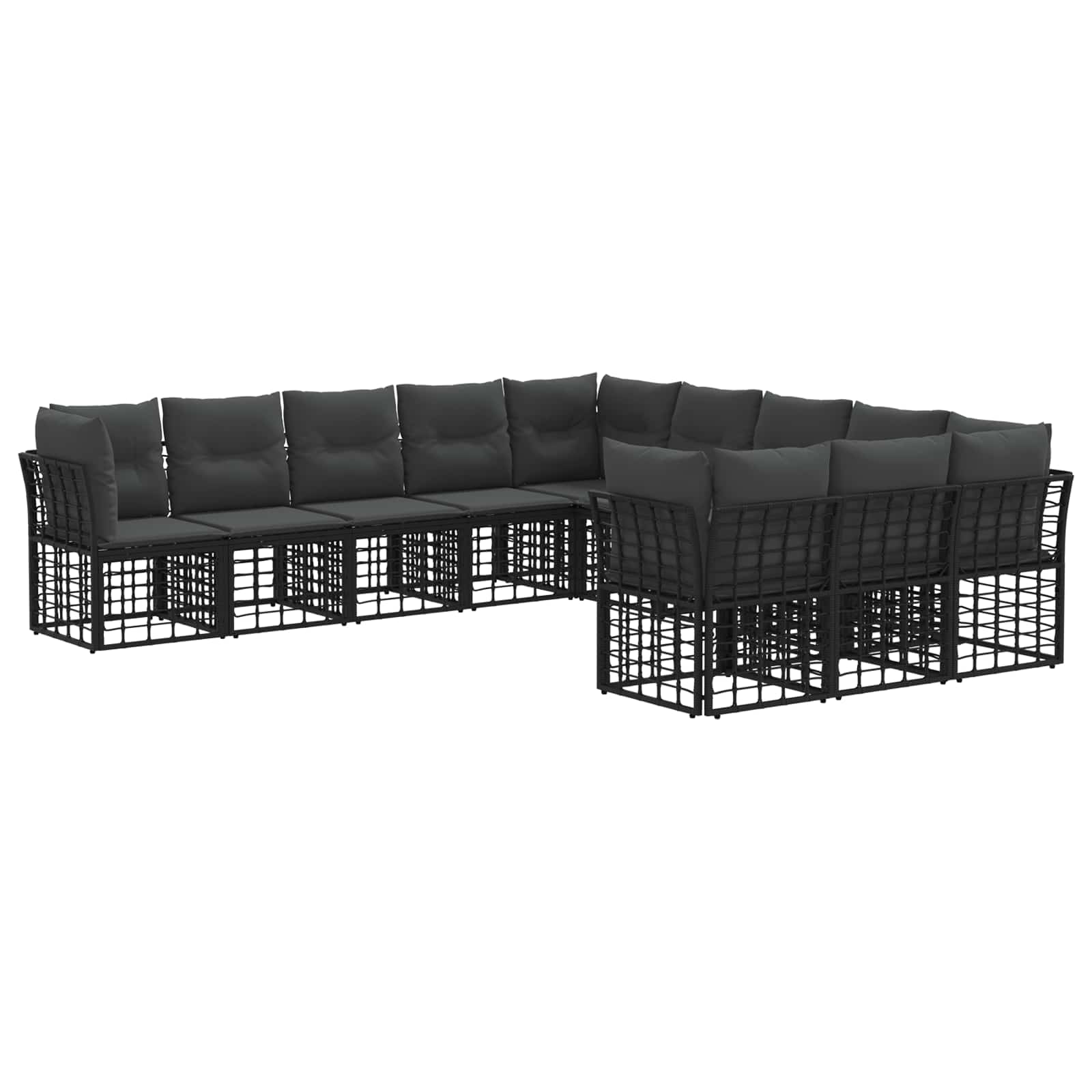 vidaXL Buiten bankenset Zwart en Donkergrijs Polyester