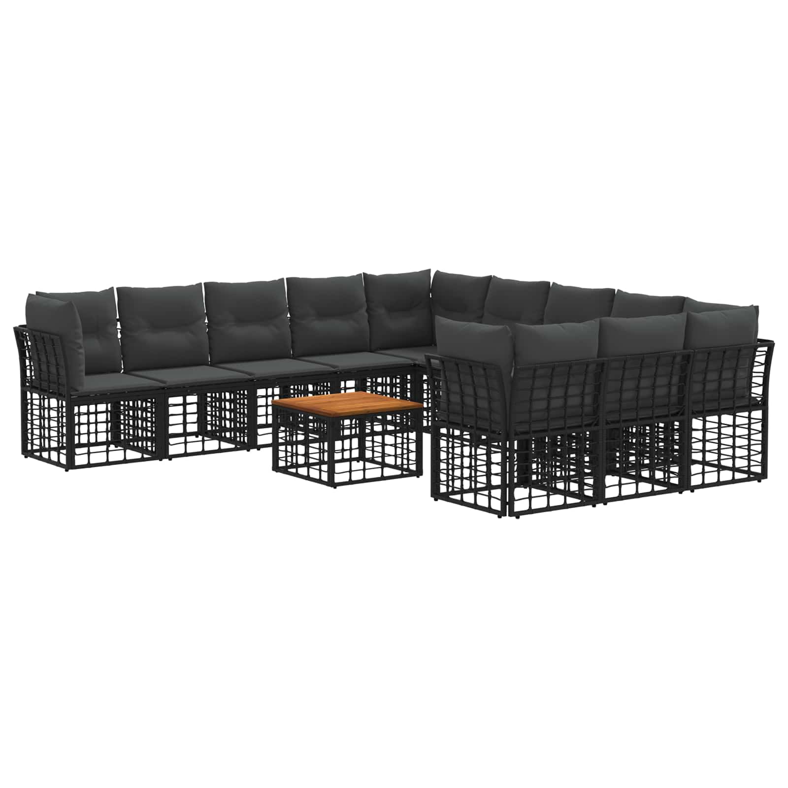 vidaXL Buiten bankenset Zwart en Donkergrijs Polyester