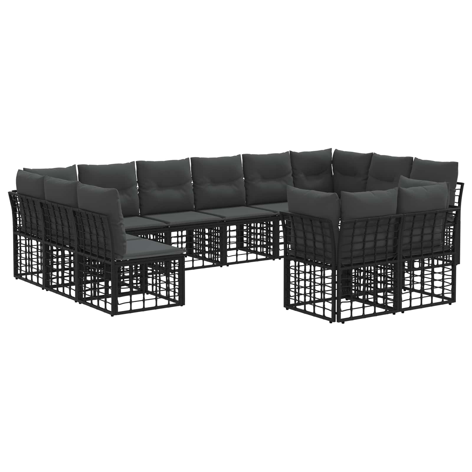vidaXL Buiten bankenset Zwart en Donkergrijs Polyester