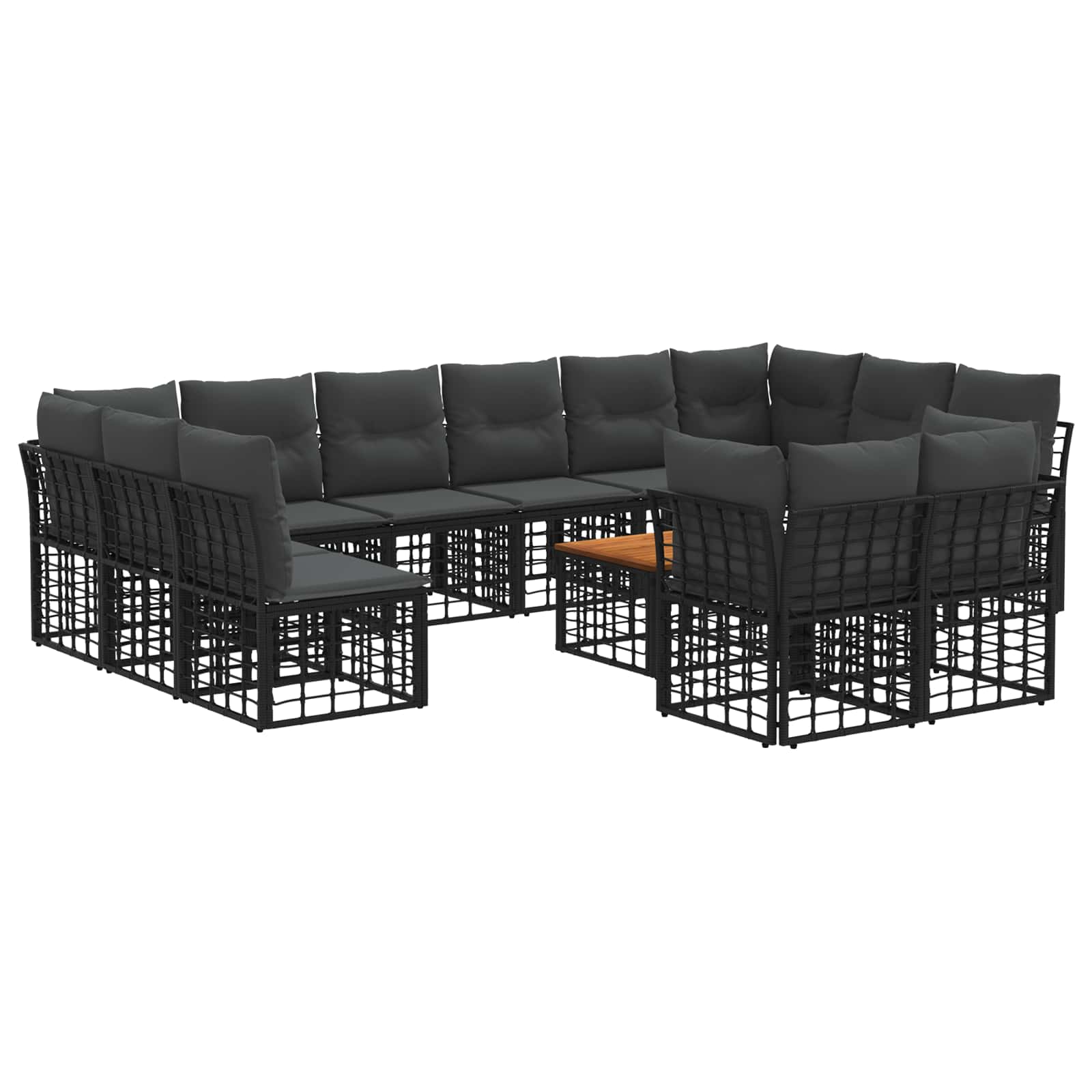 vidaXL Buiten bankenset Zwart en Donkergrijs Polyester