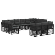 vidaXL Buiten bankenset Zwart en Donkergrijs Polyester