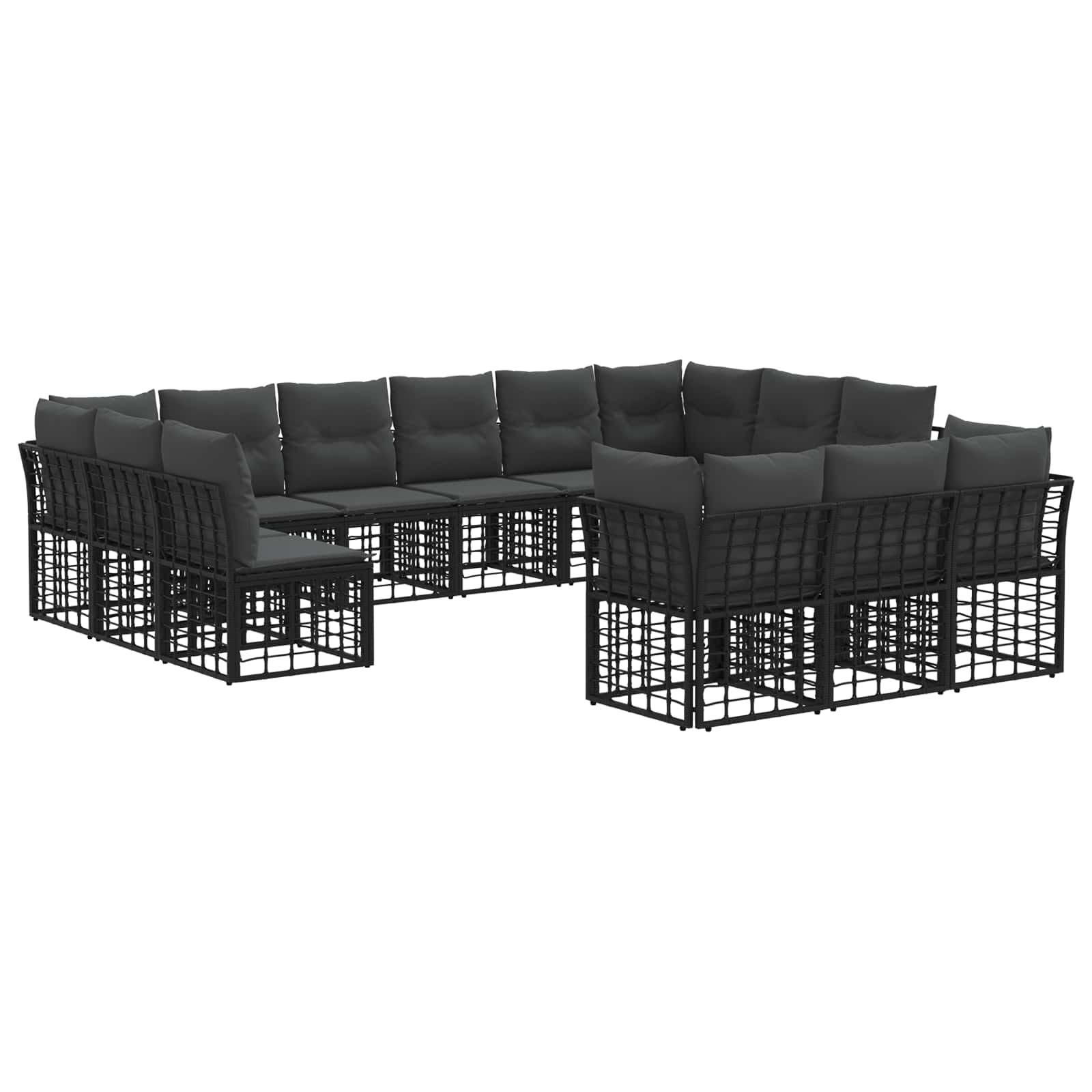 vidaXL Buiten bankenset Zwart en Donkergrijs Polyester