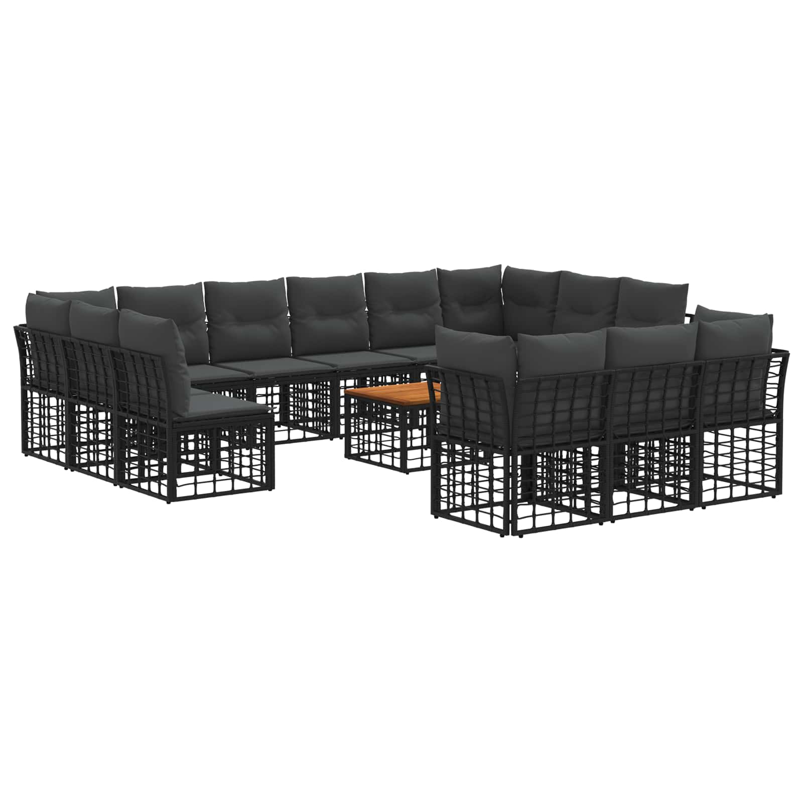 vidaXL Buiten bankenset Zwart en Donkergrijs Polyester