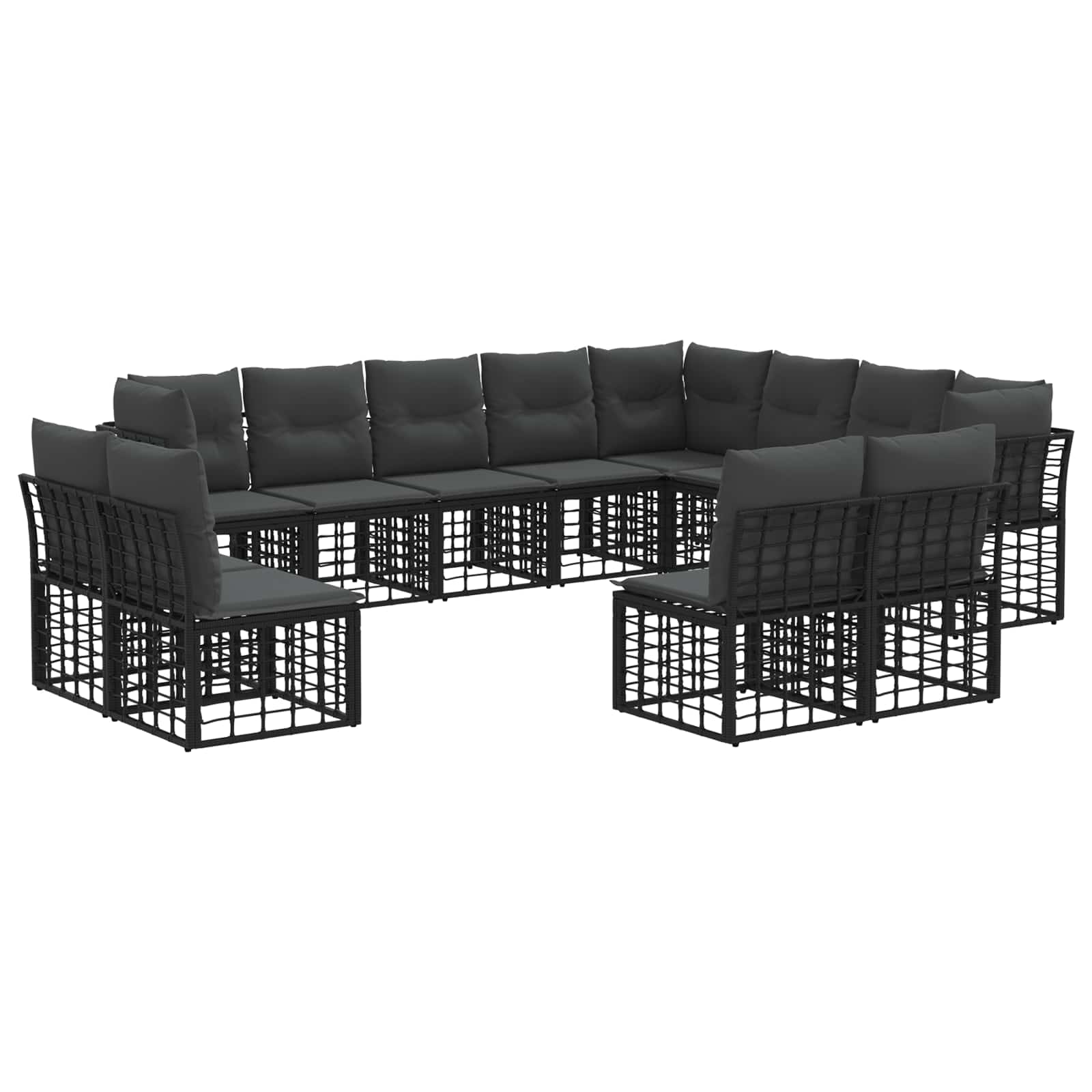 vidaXL Buiten bankenset Zwart en Donkergrijs Polyester