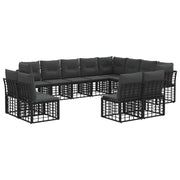 vidaXL Buiten bankenset Zwart en Donkergrijs Polyester