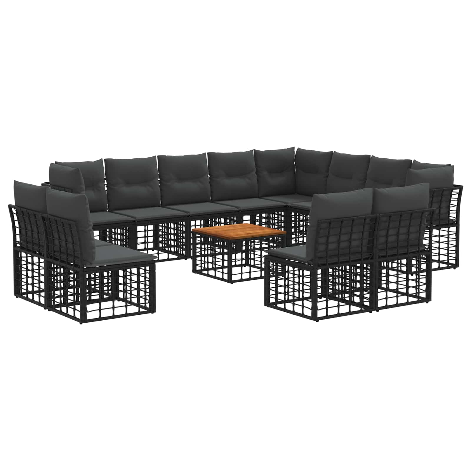 vidaXL Buiten bankenset Zwart en Donkergrijs Polyester