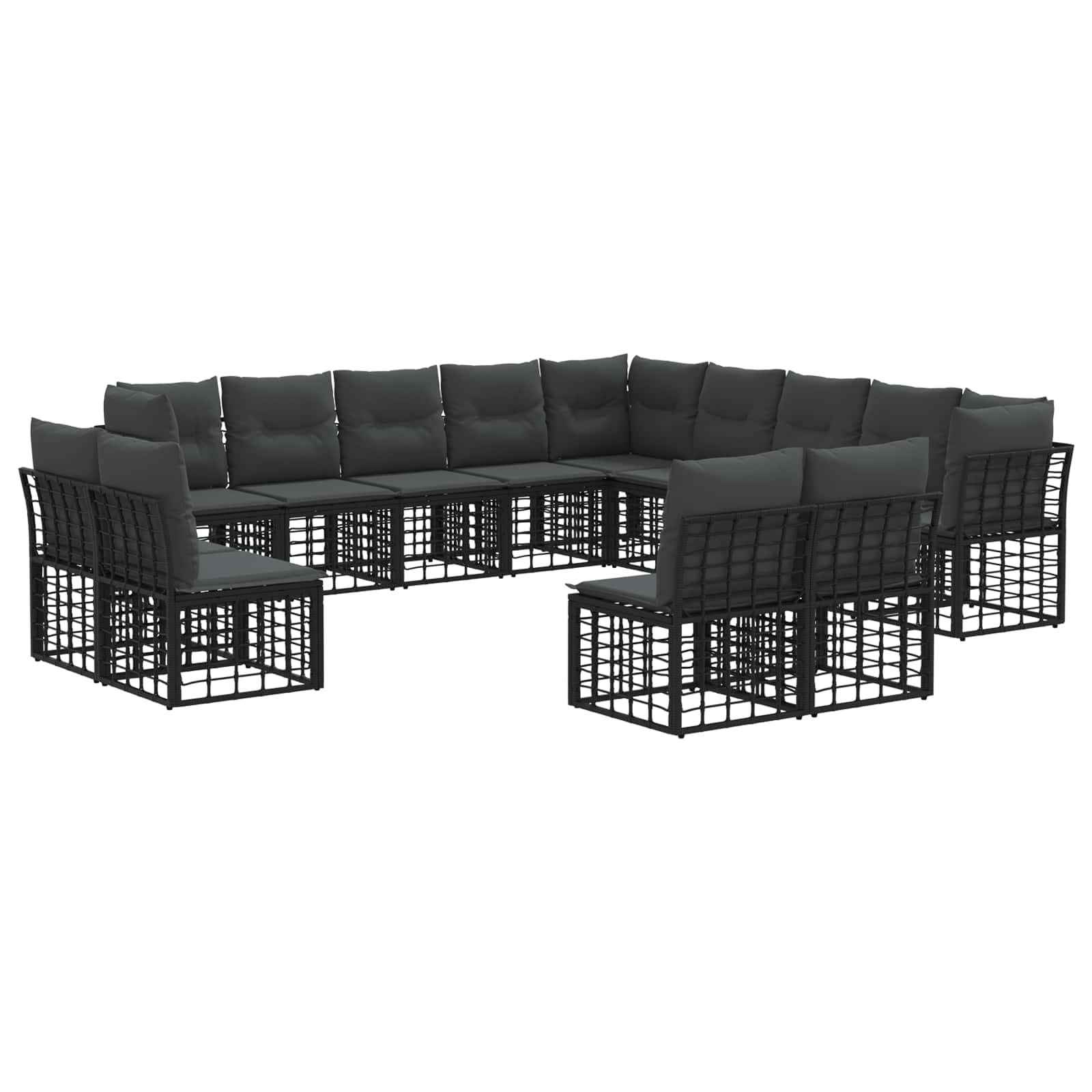 vidaXL Buiten bankenset Zwart en Donkergrijs Polyester