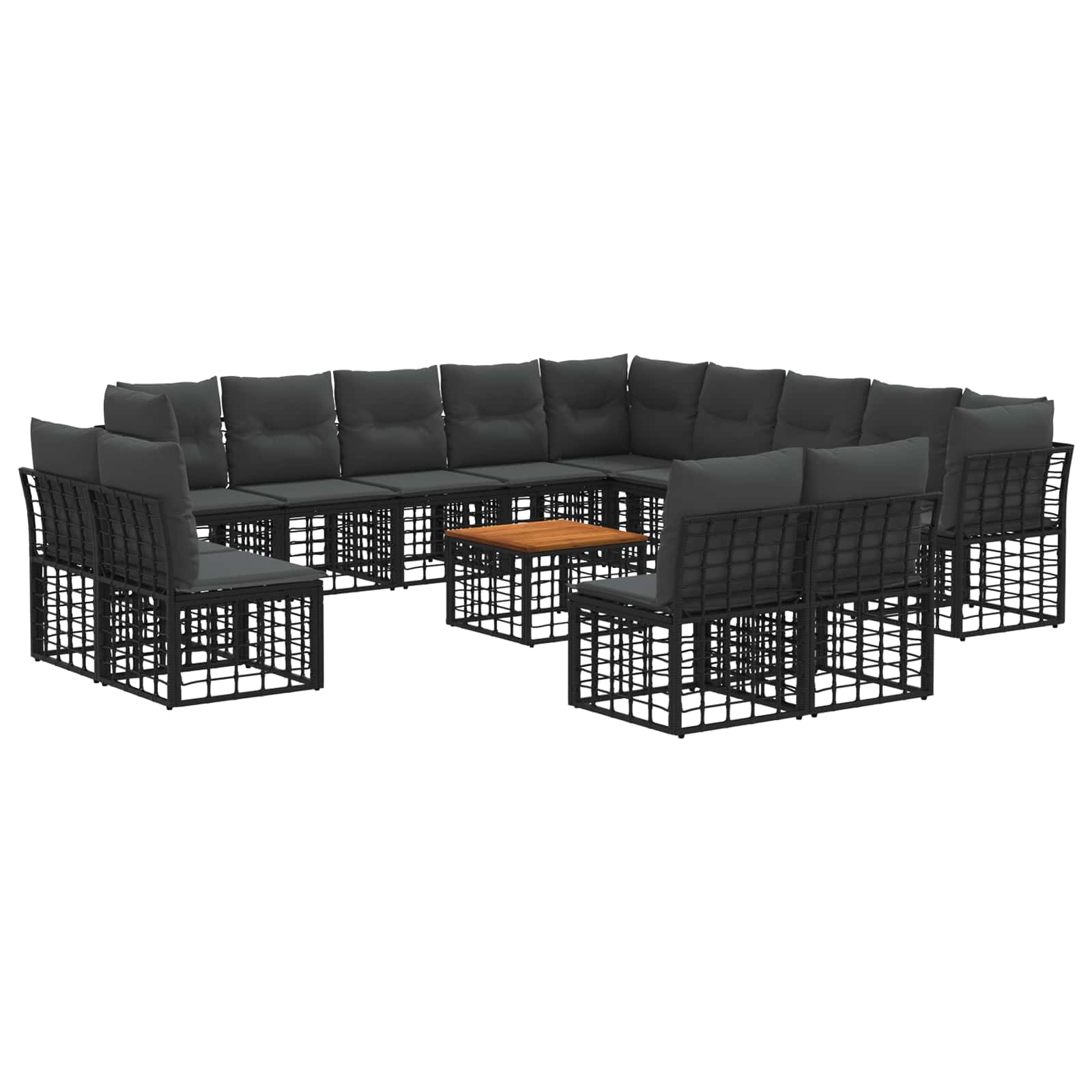 vidaXL Buiten bankenset Zwart en Donkergrijs Polyester