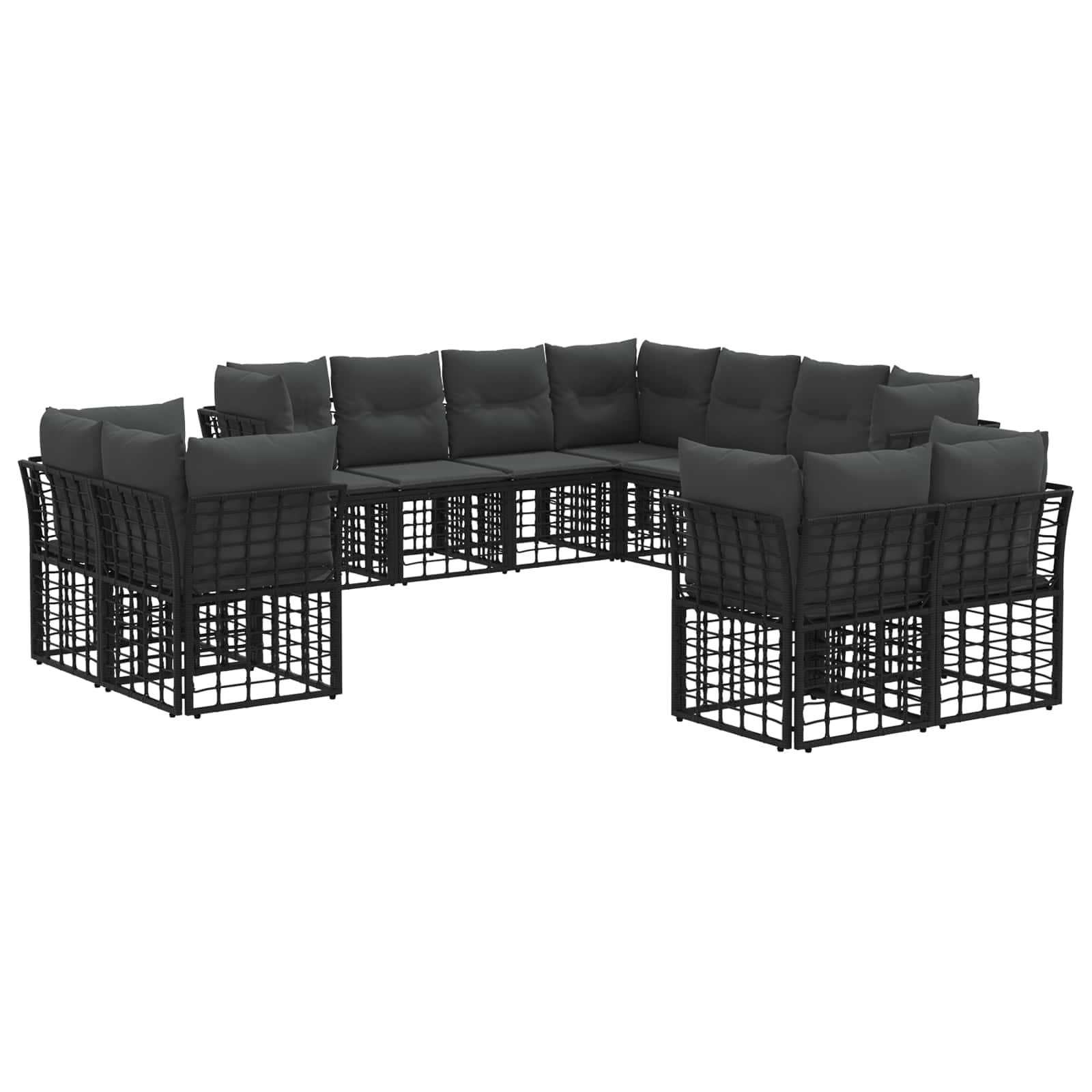 vidaXL Buiten bankenset Zwart en Donkergrijs Polyester