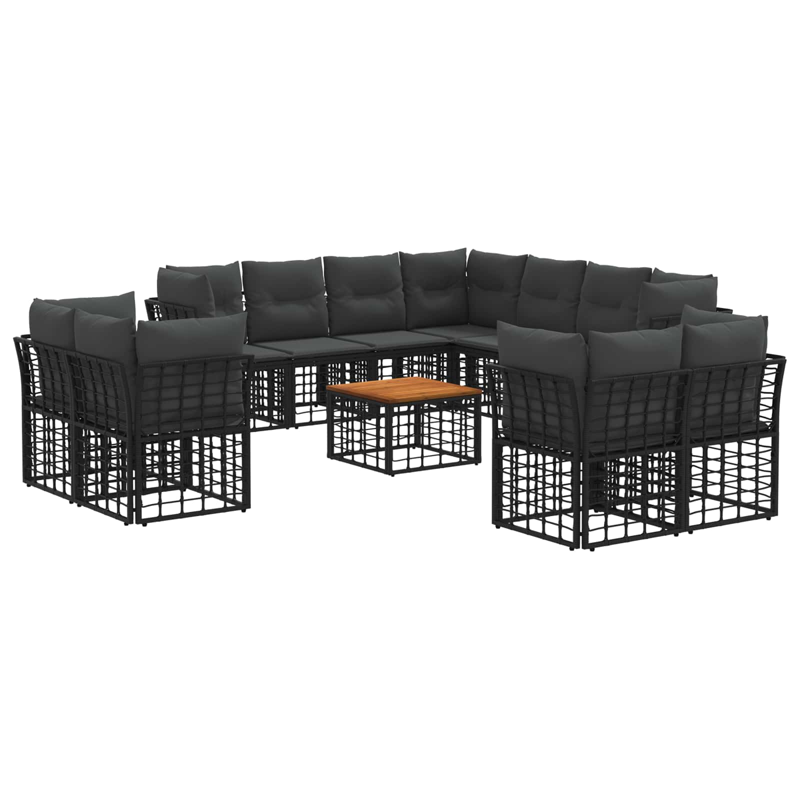 vidaXL Buiten bankenset Zwart en Donkergrijs Polyester